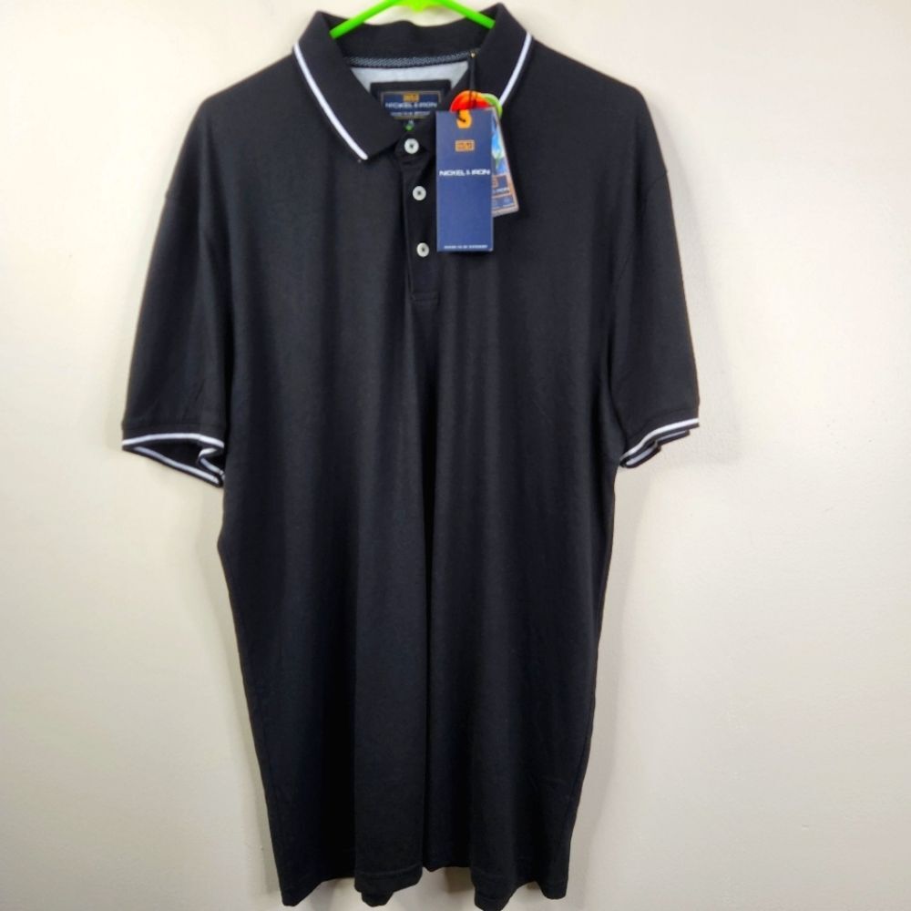 NEW Nickel & Iron Short Sleeve Casual Soft Knit Cotton Short Sleeve Polo XL